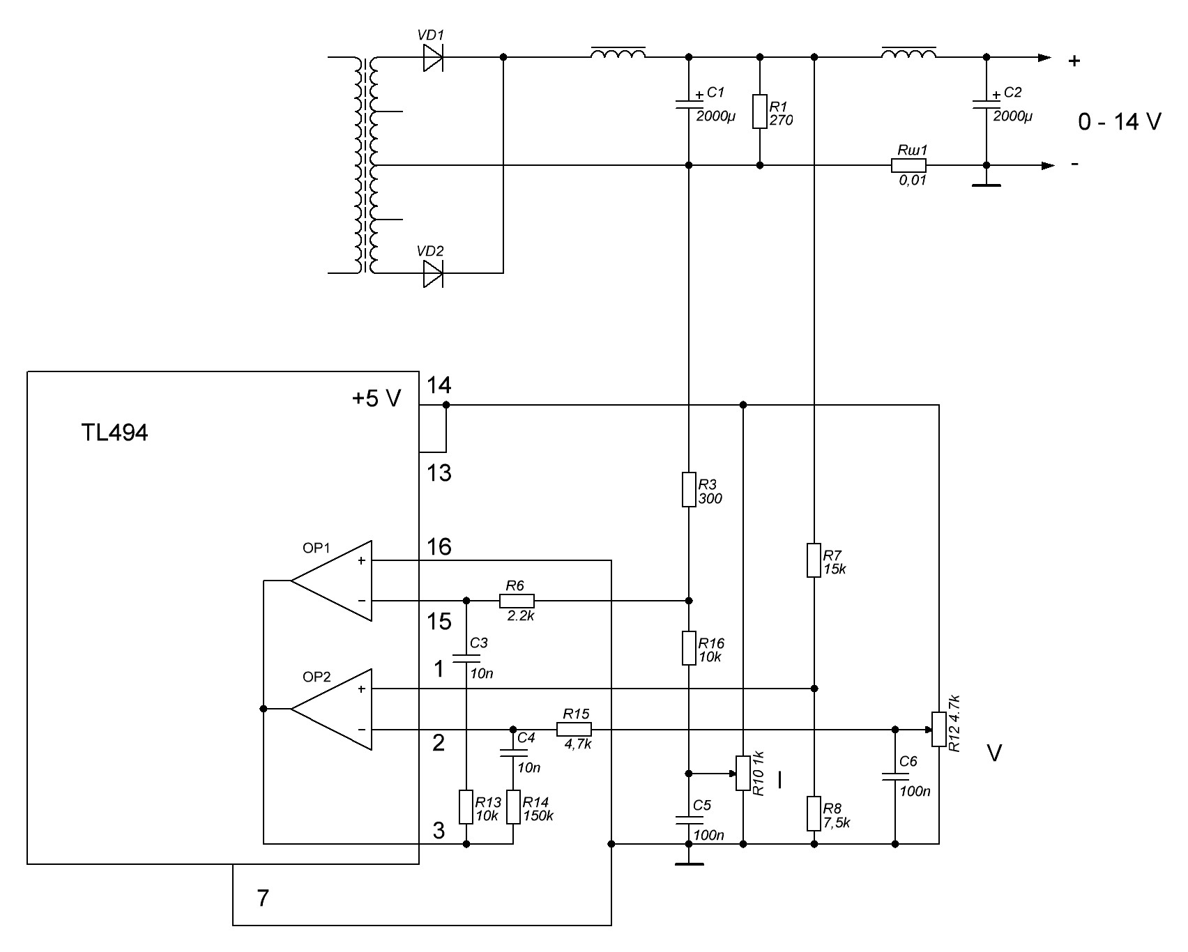 Схема компьютерного блока питания на tl494 и lm339